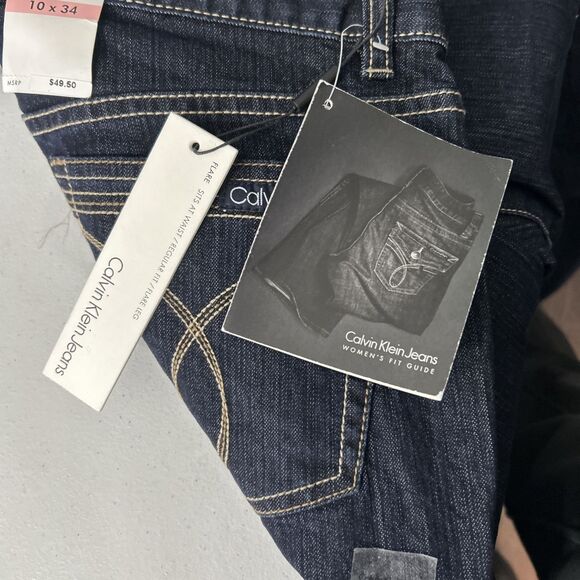 Calvin Klein Jeans Womens 10X34 Blue Flare Mid Rise - Picture 4 of 7